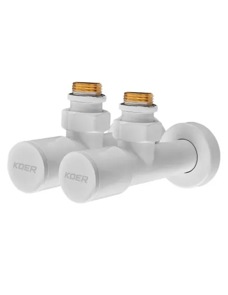 Кран для полотенцесушителя Koer KR.SET.534 WHITE угловой, 1/2 дюйма, 2 шт