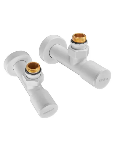 Кран для полотенцесушителя Koer KR.SET.534 WHITE угловой, 1/2 дюйма, 2 шт