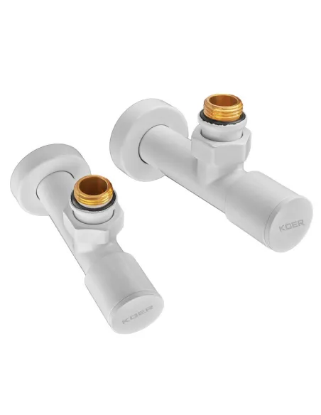 Кран для сушки для рушників Koer KR.SET.534 WHITE кутовий, 1/2 дюйма, 2 шт