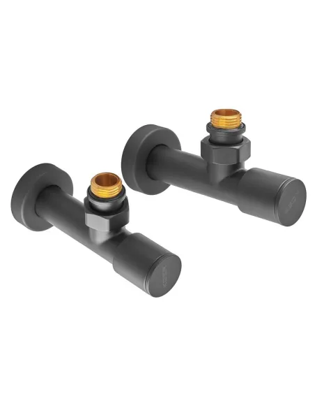 Кран для полотенцесушителя Koer KR.SET.535 BLACK угловой, 1/2 дюйма, 2 шт