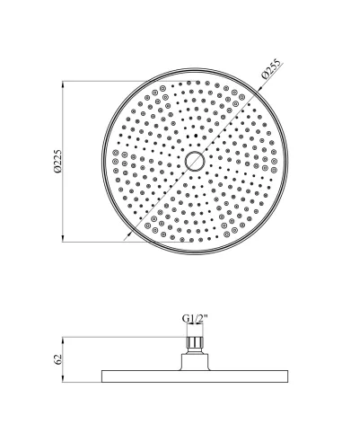 Лійка тропічний душ Kroner Element 2801532915Z-3801, 255х255х62 мм, кругла, чорний