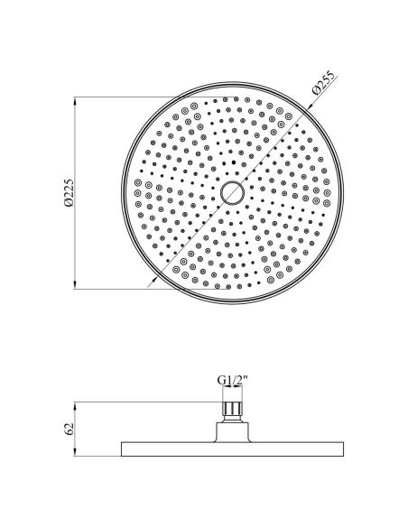 Лійка тропічний душ Kroner Element 2801532923Z-5301, 255х255х62 мм, кругла, чорний