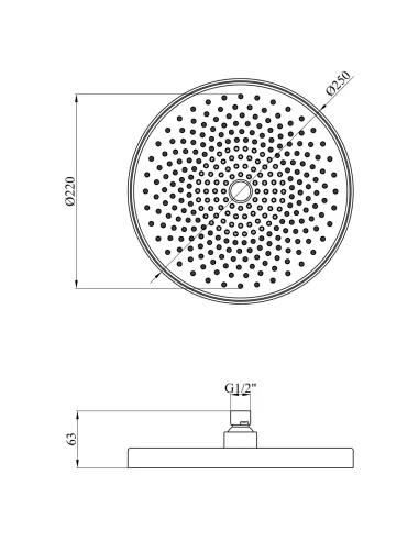 Лейка тропический душ Kroner Element 2801562901Z-0101, 250х250х63 мм, круглая, хром