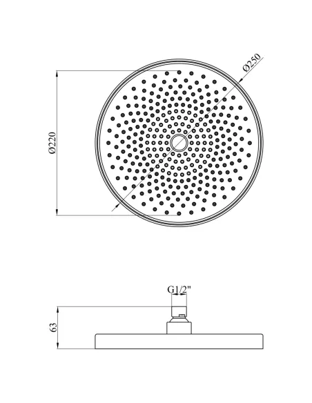 Лійка тропічний душ Kroner Element 2801562901Z-0101, 250х250х63 мм, кругла, хром