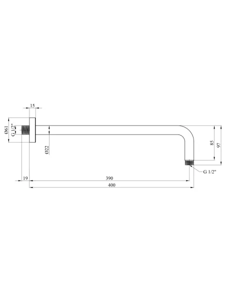 Кронштейн для верхнего душа Kroner Element 2142111438Z-3801, черный