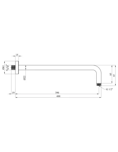 Кронштейн для верхнього душу Kroner Element 2142111423Z-5301, чорний