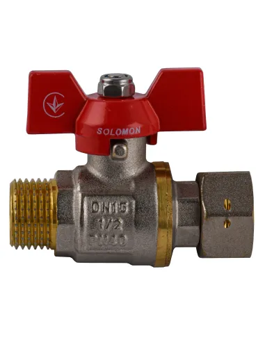 Кран шаровой прямой Solomon V5002-S 1/2 дюйма НВ с накидной гайкой