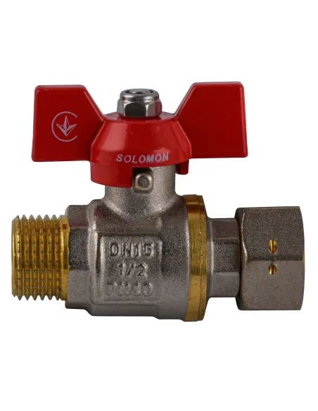 Кран шаровой прямой Solomon V5002-S 1/2 дюйма НВ с накидной гайкой