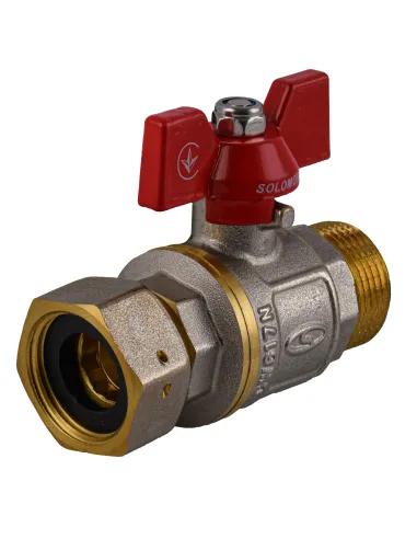 Кран шаровой прямой Solomon V5003-S 3/4 дюйма НВ с накидной гайкой