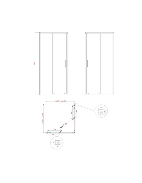 Душевая кабина без поддона Koer SR SC10-90x90x195-TR-07, квадратная, графит