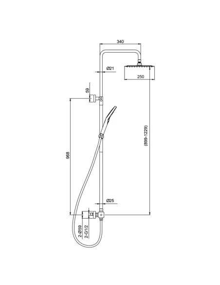 Душова система Koer KI-53017-02 з термостатом, нержавіюча сталь