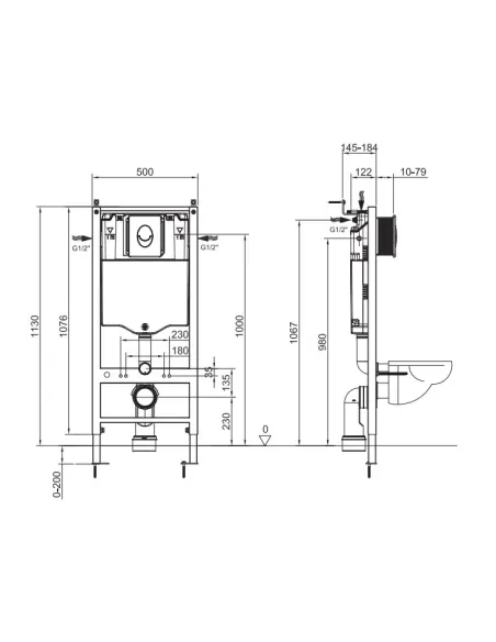 Инсталляция для унитаза Koer KT-0407 с бачком 9 л, без панели смыва 