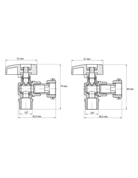 Комплект кранов для подключения газового котла Koer KR.1322 угловой