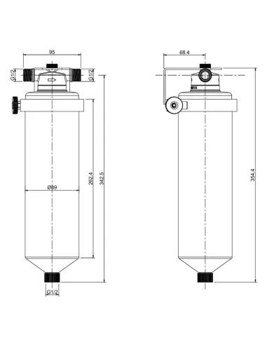 Корпус фильтра для очистки воды Koer KV-22-1/2 дюйма, нержавеющая сталь