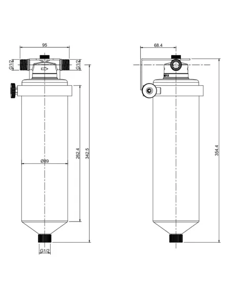 Корпус фільтра для очищення води Koer KV-22-1/2 дюйма, нержавіюча сталь