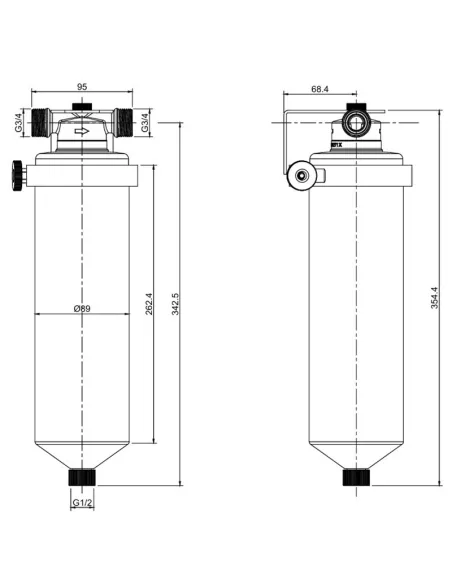 Корпус фильтра для очистки воды Koer KV-22-3/4 дюйма, нержавеющая сталь