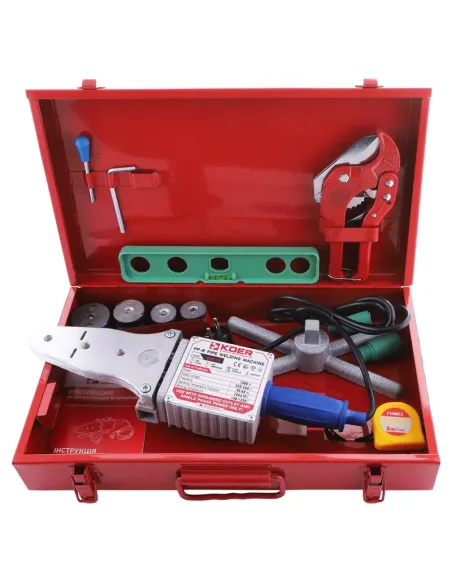 Паяльник для пластиковых труб Koer KW.SET-03 1,5 кВт, с ножницами, рулеткой