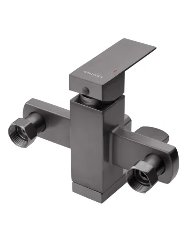 Смеситель для ванны Kroner KRP Edelstahl Kubus - PVD060 с душевым набором, однорычажный, нержавеющая сталь, черный