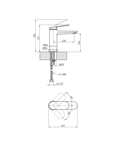 Смеситель для умывальника Kroner Element 211110-5301, однорычажный, черный