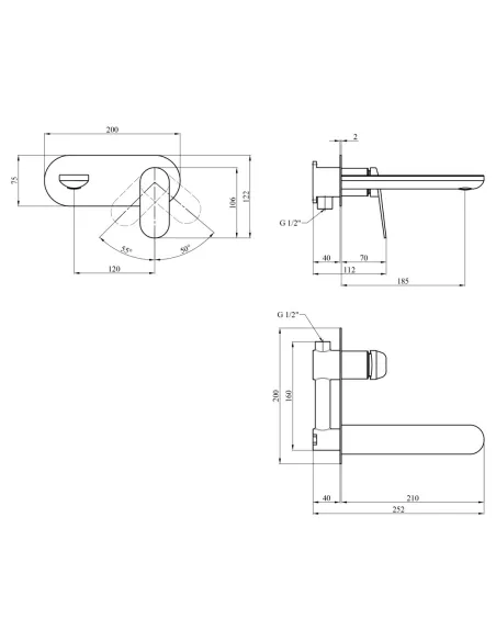 Смеситель для умывальника Kroner Element 211133B-5301 скрытого монтажа