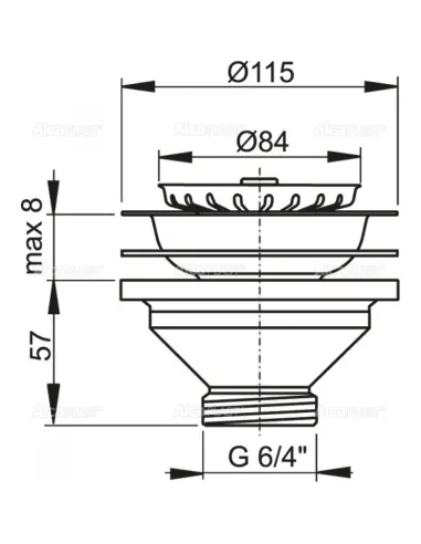 Донний клапан для мийки Alcaplast A37, 6/4 дюйма