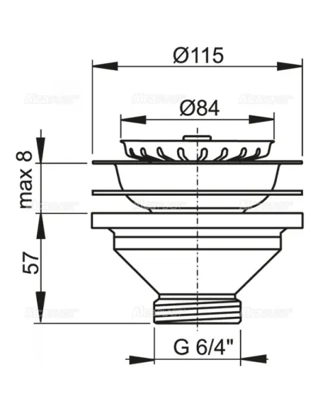 Донный клапан для мойки Alcaplast A37, 6/4 дюйма