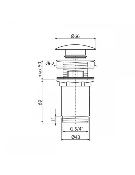 Донный клапан для раковины Alcaplast A392B, Click-Clack, 5/4 дюйма