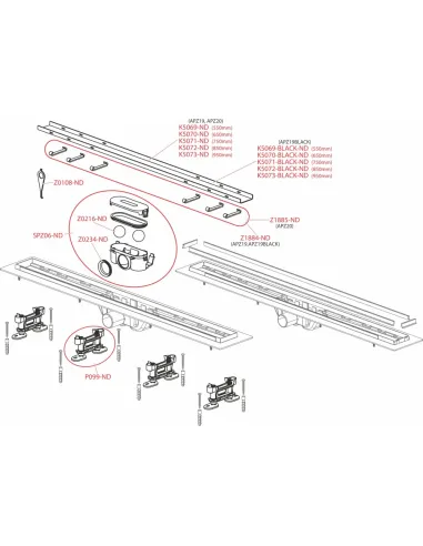 Душевой трап Alcaplast APZ19Black-850 Double, мокрый затвор