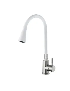 Смеситель для кухни с гибким изливом Wezer EKO4Y-01W, белый