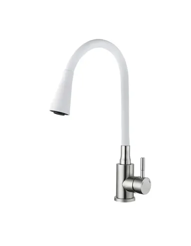 Смеситель для кухни с гибким изливом Wezer EKO4Y-01W, белый