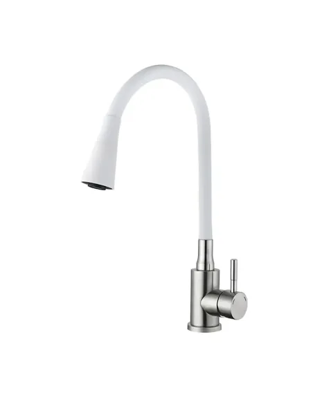 Смеситель для кухни с гибким изливом Wezer EKO4Y-01W, белый