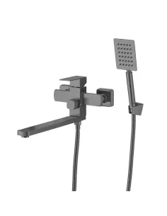 Смеситель для ванны Wezer PRO7A-02-GUNGREY с душевым набором, нержавеющая сталь
