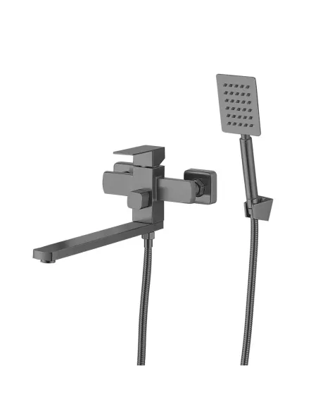 Смеситель для ванны Wezer PRO7A-02-GUNGREY с душевым набором, нержавеющая сталь