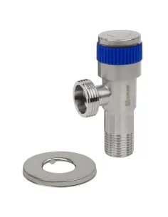 Приборный кран угловой Wezer SOL22B-20 BLUE 1/2 x 3/4 дюйма
