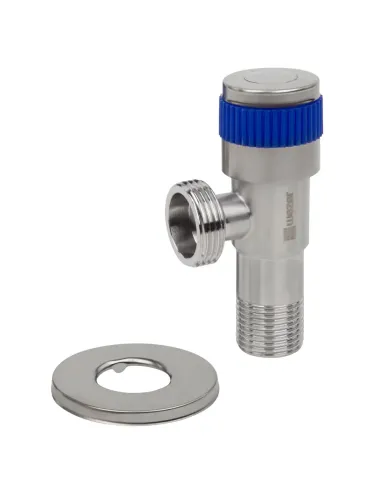 Приборный кран угловой Wezer SOL22B-20 BLUE 1/2 x 3/4 дюйма