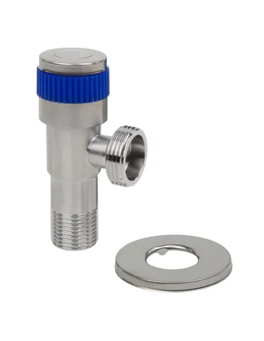 Приборный кран угловой Wezer SOL22B-20 BLUE 1/2 x 3/4 дюйма