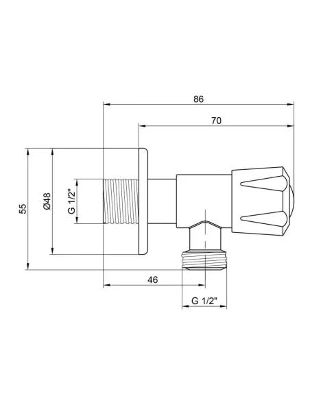 Приборный кран угловой Wezer SOL21B-15 1/2 x 3/4 дюйма