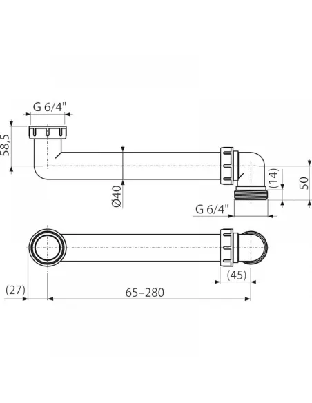 Соединение для сифона Alcaplast P109 6/4 дюйма