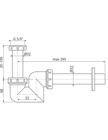 Сифон для раковин та біде Alcaplast A45F-DN32, 32 мм