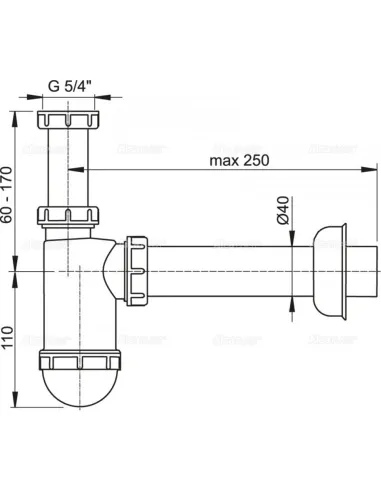 Сифон для умивальника Alcaplast A43 5/4 дюйми