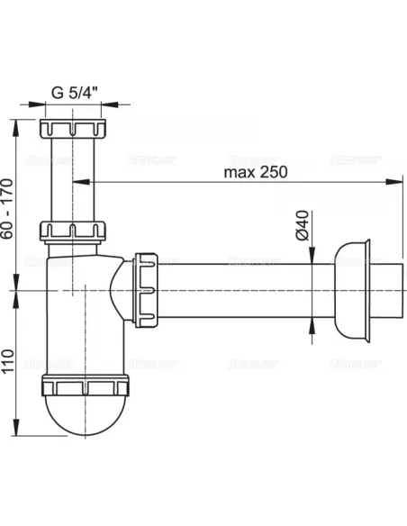 Сифон для умивальника Alcaplast A43 5/4 дюйми