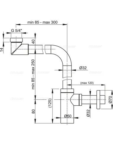 Сифон для умывальника Alcaplast Desing A403