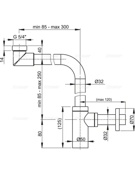 Сифон для умивальника Alcaplast Desing A403