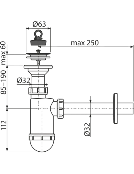 Сифон для умывальника Alcaplast А410