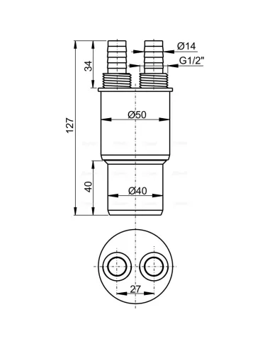 Переходная муфта Alcaplast AKS6 40/50 мм х 1/2 дюйма для подключения к стоку