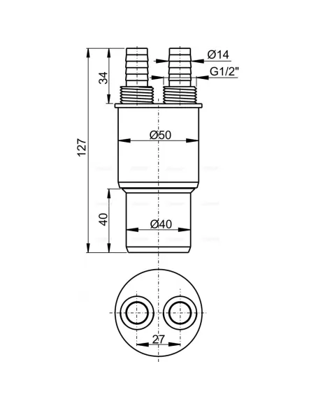 Переходная муфта Alcaplast AKS6 40/50 мм х 1/2 дюйма для подключения к стоку