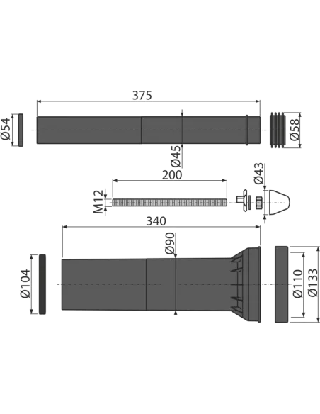 Ремкоплект для сливного бачка унитаза Alcaplast M9000