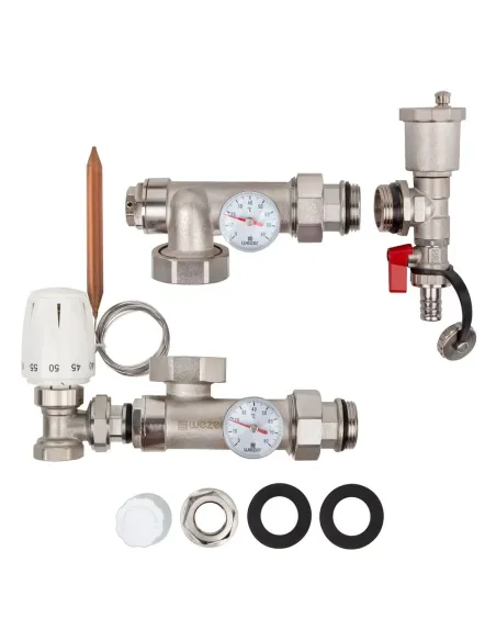 Смесительная группа Wezer UFH-MIX-A для теплого пола, 1 дюйм, с угловым термостатическим краном