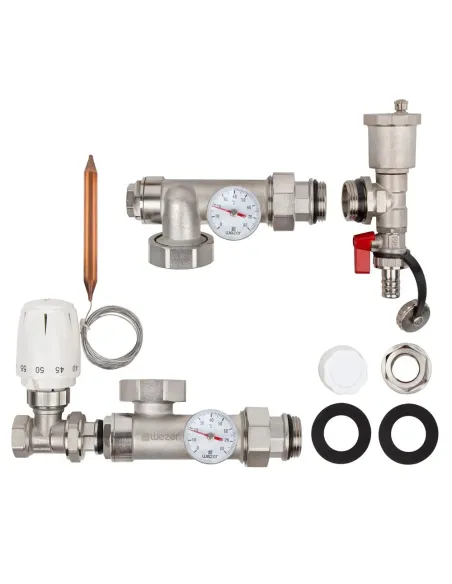Змішувальна група Wezer UFH-MIX-B для теплої підлоги, 1 дюйм, із прямим термостатичним краном