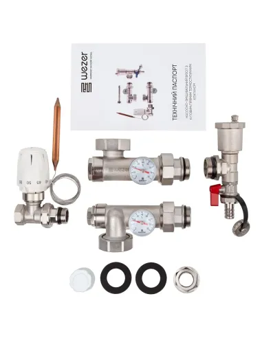 Змішувальна група Wezer UFH-MIX-B для теплої підлоги, 1 дюйм, із прямим термостатичним краном